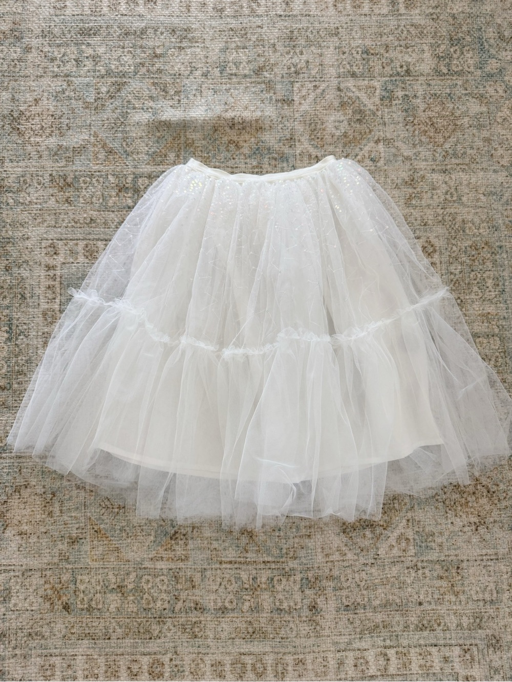Cotton on kids White Sparkle Sequin Tulle Skirt 4-5T